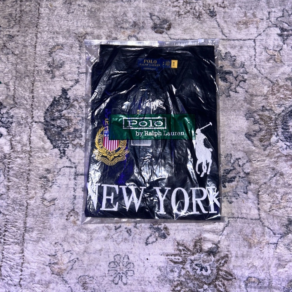 Polo Ralph Lauren Black T-Shirt with Blue and Yellow Tags